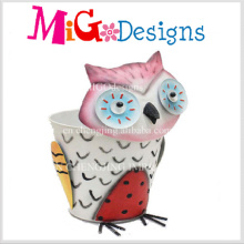 Spring Garden Decor sábio e engraçado Owl Metal Flower Planter